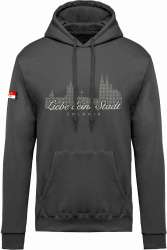 Köln Sweat Shirt mit Kapuze Unisex - Dunkelgrau - Druck Silber/ Grau "Liebe deine Stadt"
